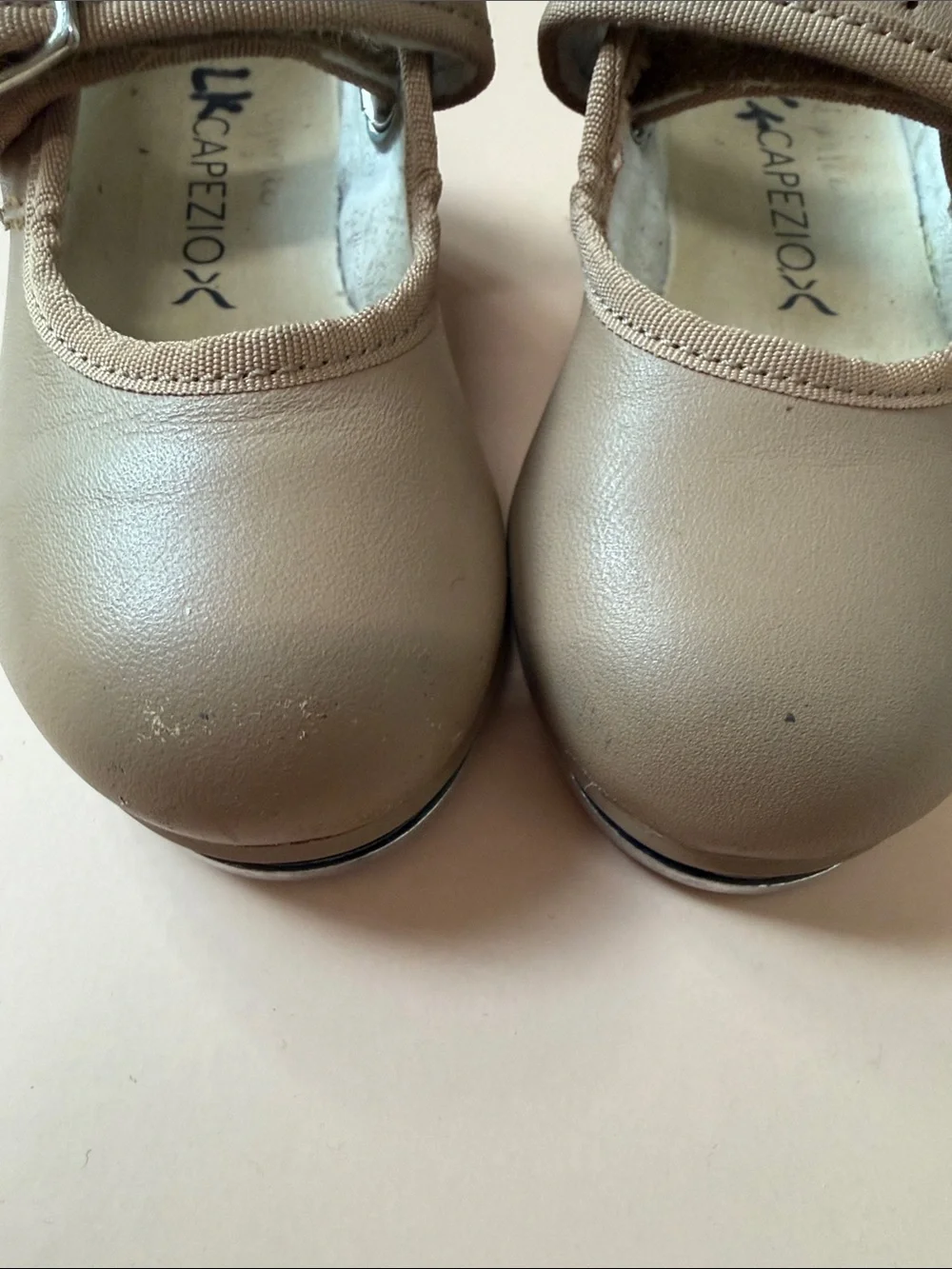 Capezio Taupe Tap Shoes with Adjustable Strap